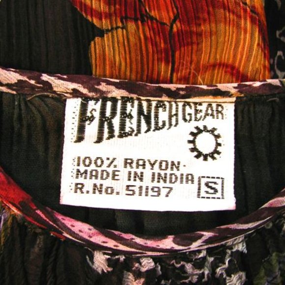 Vintage French Gear Boho Frilly Layered Blouse Floral Rayon Crepe  Size Small - Picture 10 of 10